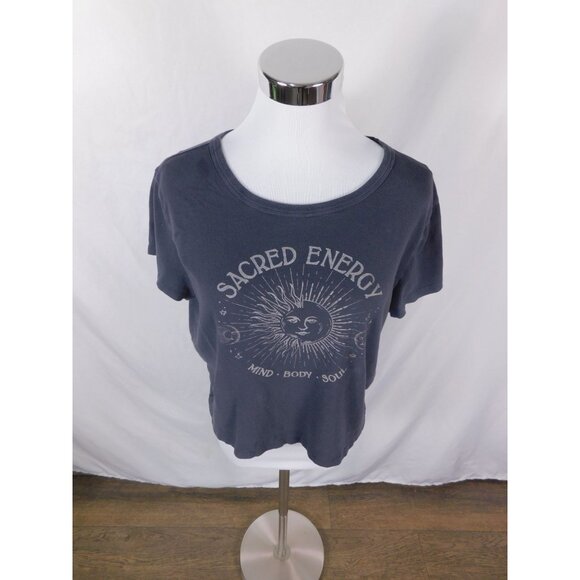 Hollister Sacred Energy Graphic T-Shirt XL Navy Blue Mind Body Soul Cotton - Picture 7 of 11